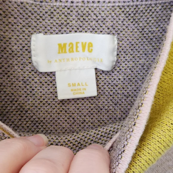 Maeve Colorblock Diagonal Stripe Cropped Sweater in Lime, Lavender & Black - Picture 3 of 3